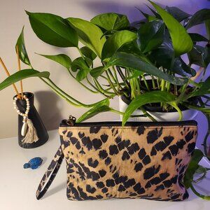 FAIR TRADE New 100% Silk Animal Print Wristlet | Cosmetic Bag | Handmade NWOT